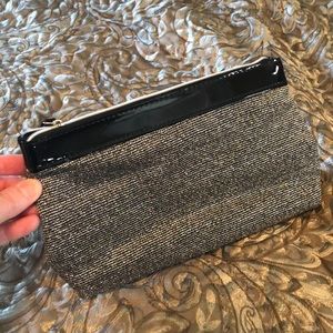 Lancôme New Silver Black Trimmed Make-up Bag